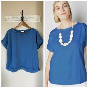 J. Jill Blue Short-Sleeve Sweatshirt Top